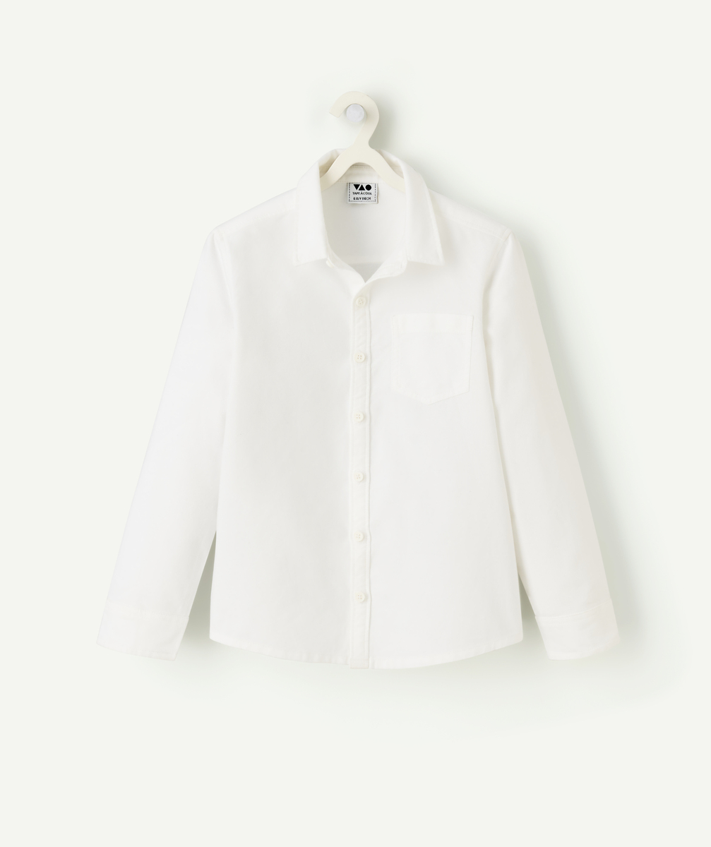 White organic cotton boy's long-sleeved shirt