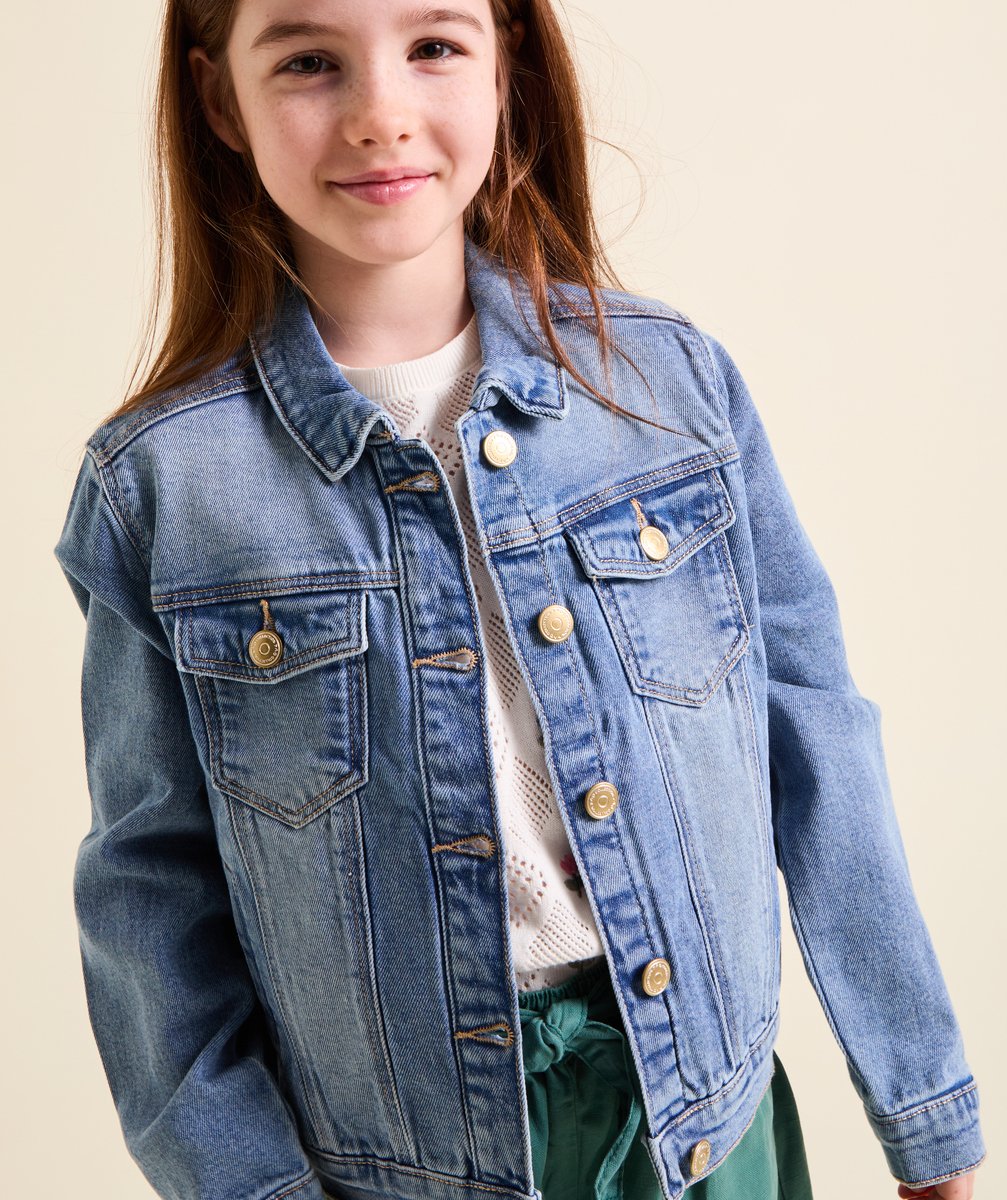 Low impact blue denim jacket for girls