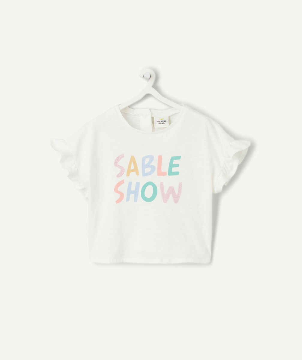 Short-sleeved t-shirt in white organic cotton with message
