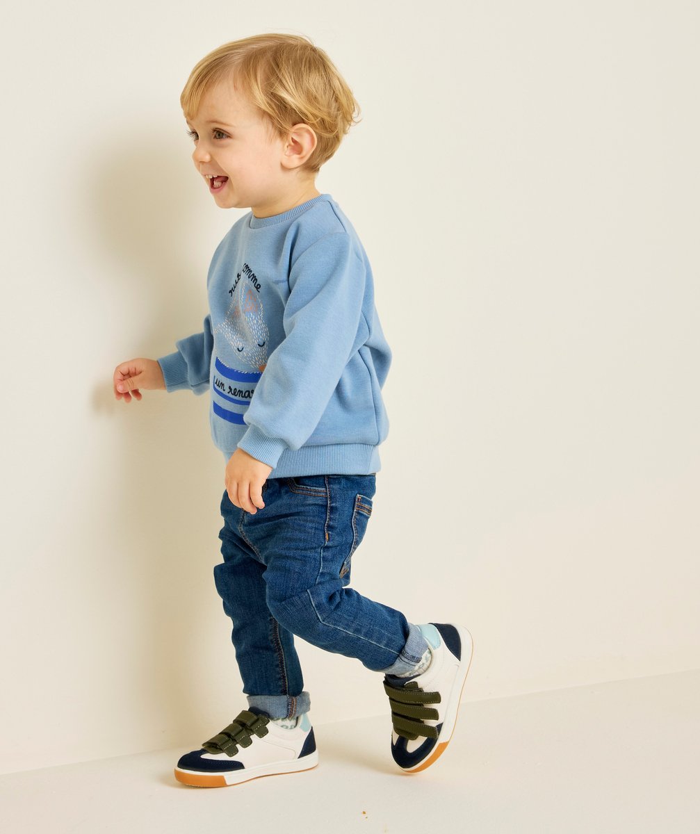 Baby boy straight pants in blue denim low impact