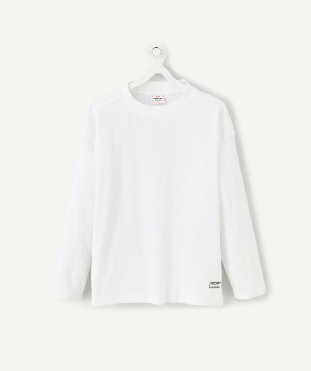 Boy's long-sleeved white cotton t-shirt