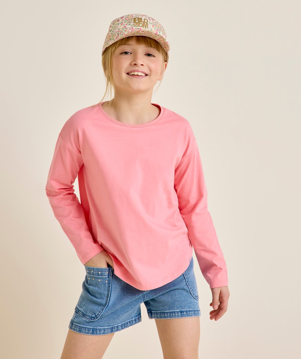 Girl's long-sleeved pink t-shirt