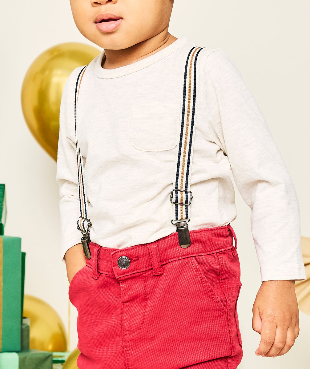 Long-sleeved baby boy t-shirt in ecru organic cotton with heart pocket