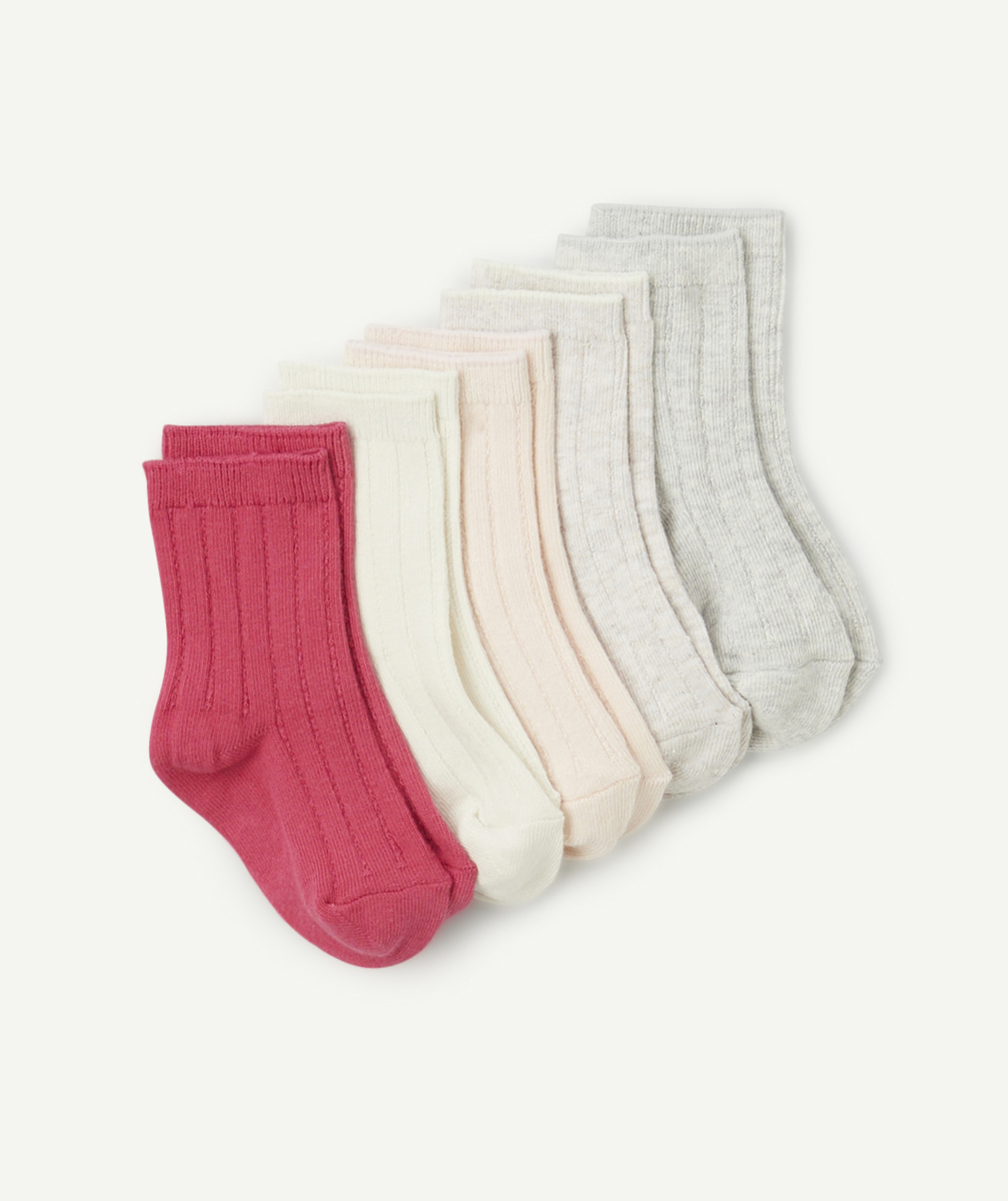 Pack of 5 organic cotton baby girl socks