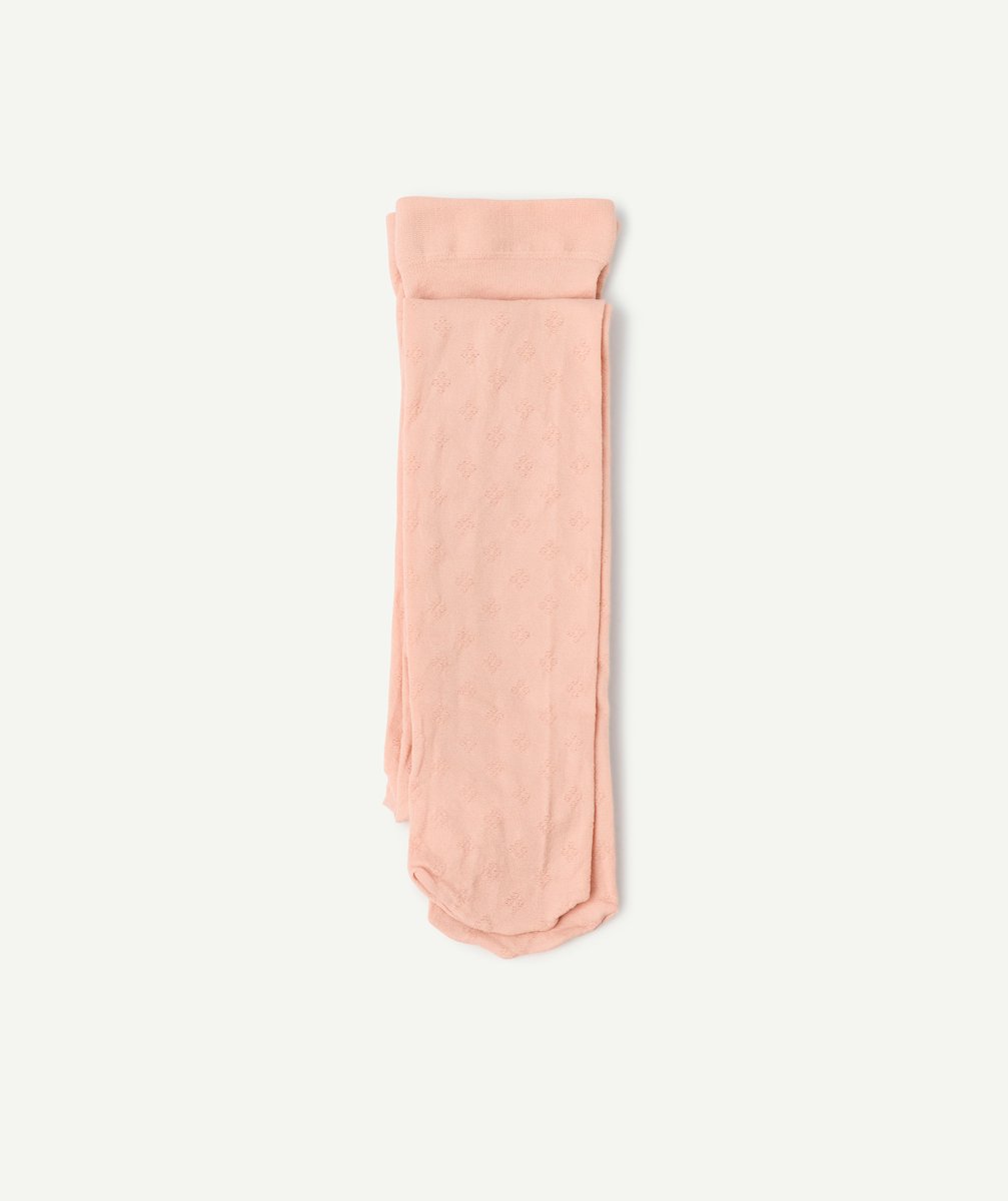 Pair of pink girl's voile tights with openwork details
