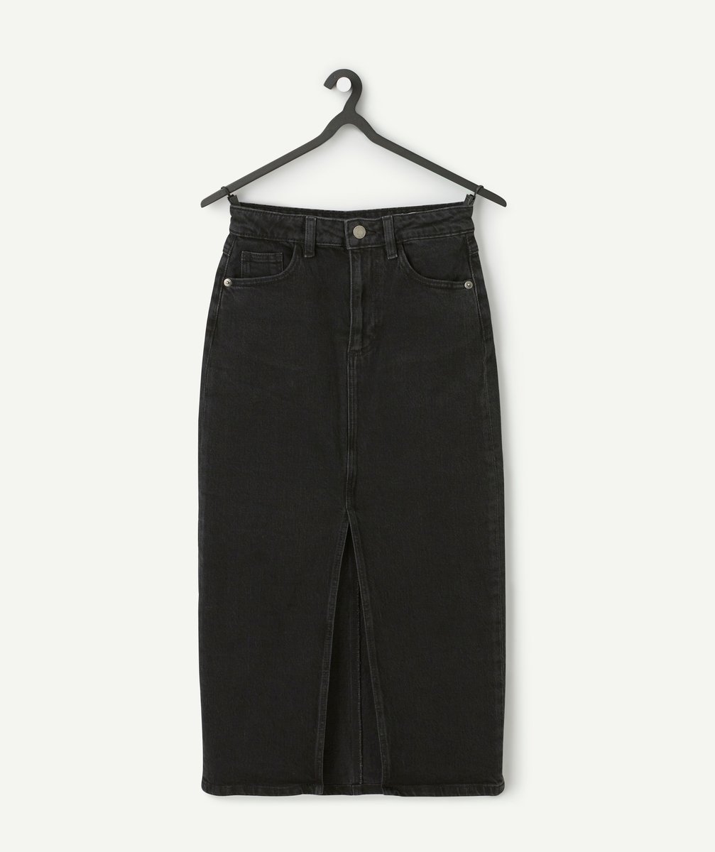 Black denim skirt for teenage girls, low impact