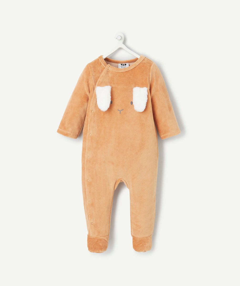 Sleep well in brown velvet with bunny ears