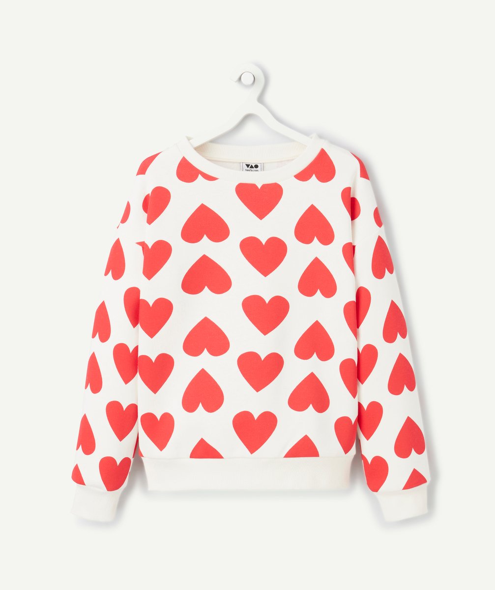 Girl's sweatshirt with red hearts