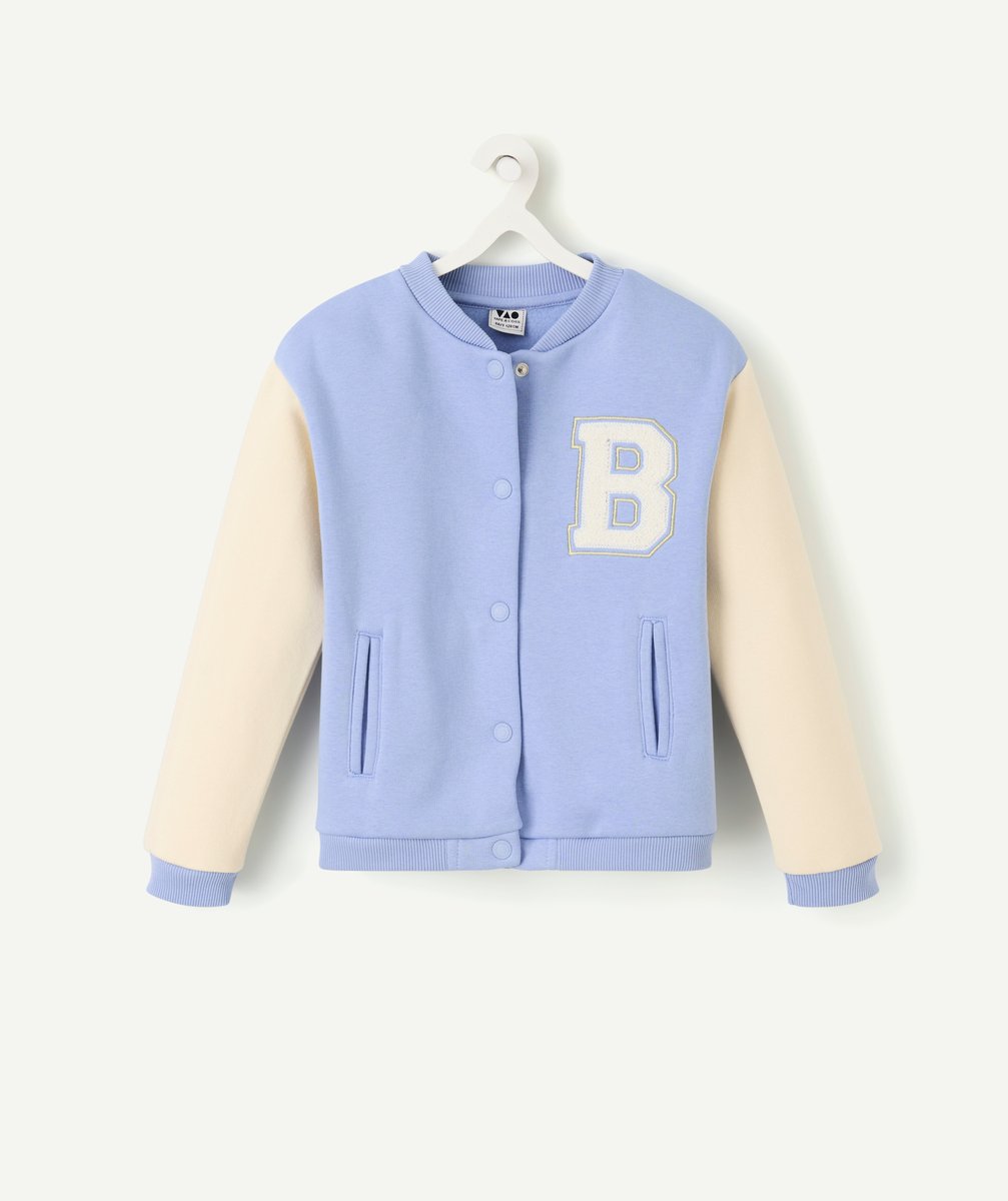 Two-tone boy's teddy jacket with embroidered patch