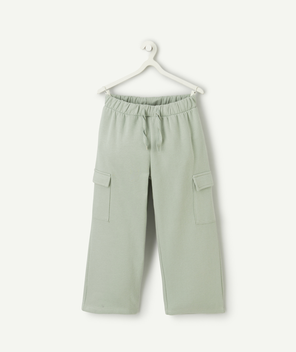 Girl's long green pants with cargo pockets