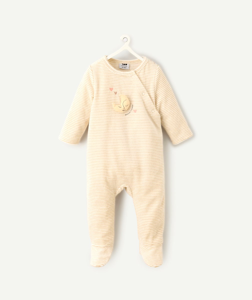 Beige striped velvet pyjamas for girls
