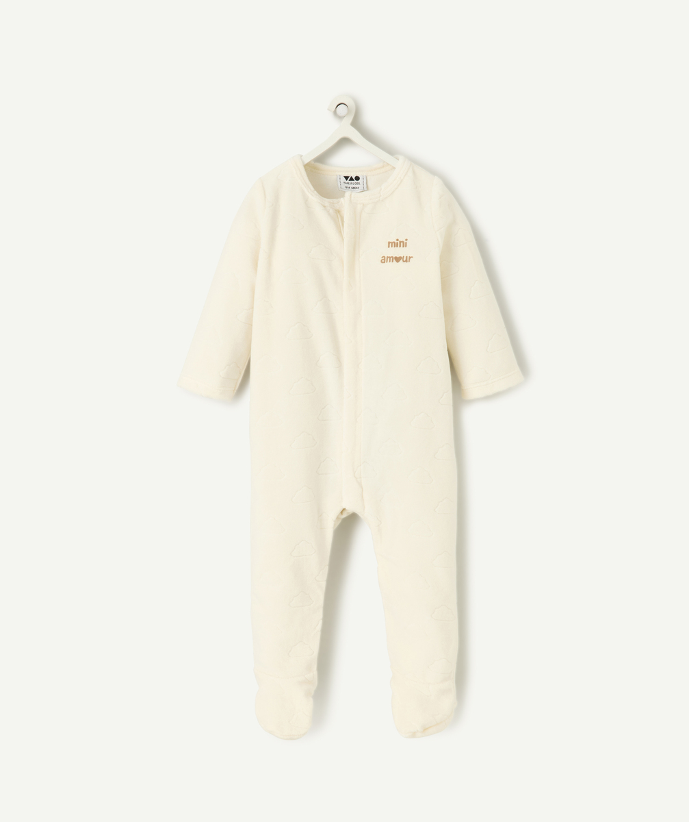 Velvet baby pyjamas with clouds