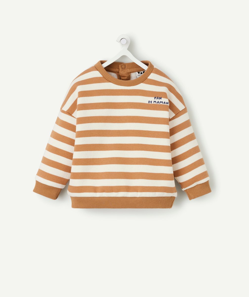 Baby boy brown and ecru striped sweatshirt