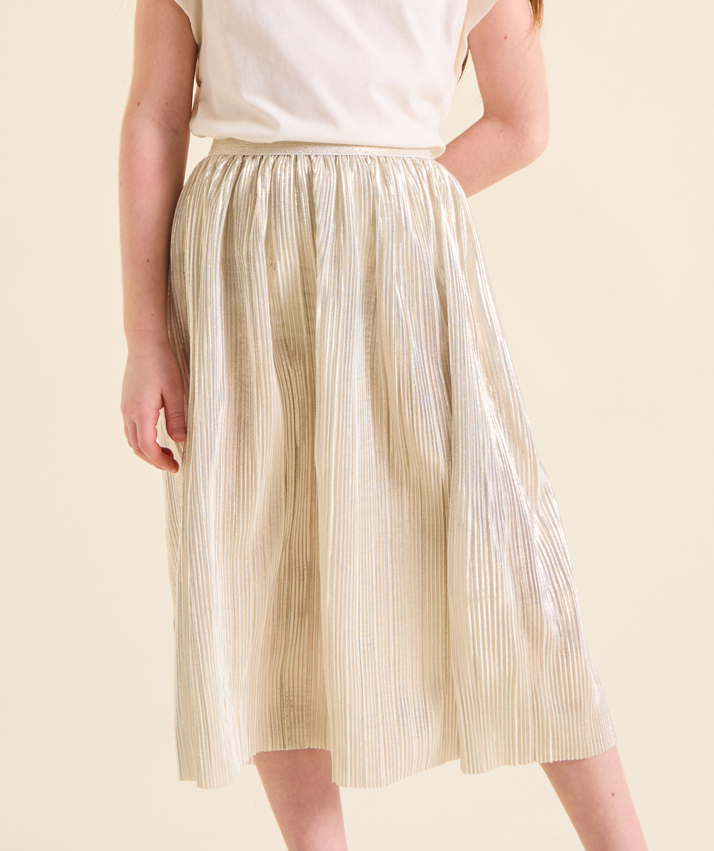 Girl's gold pleated skirt