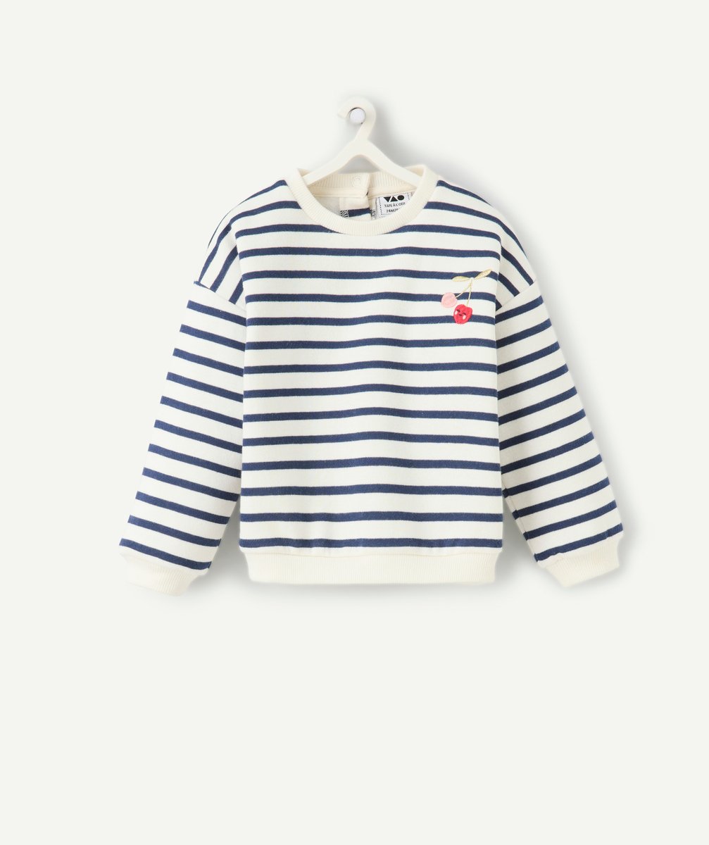 Baby girl sweatshirt with blue stripes