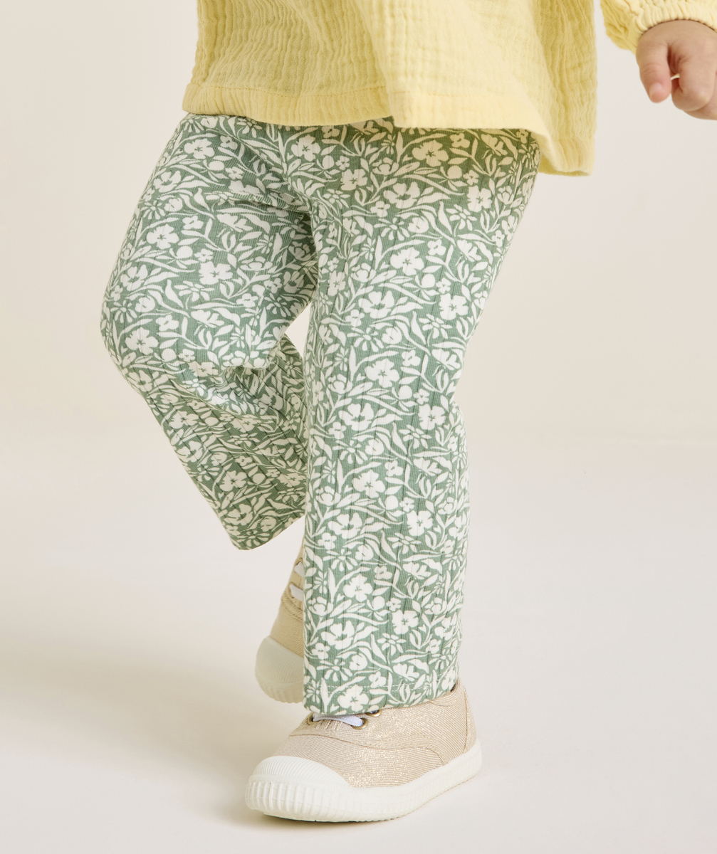 Baby girl green floral print leggings