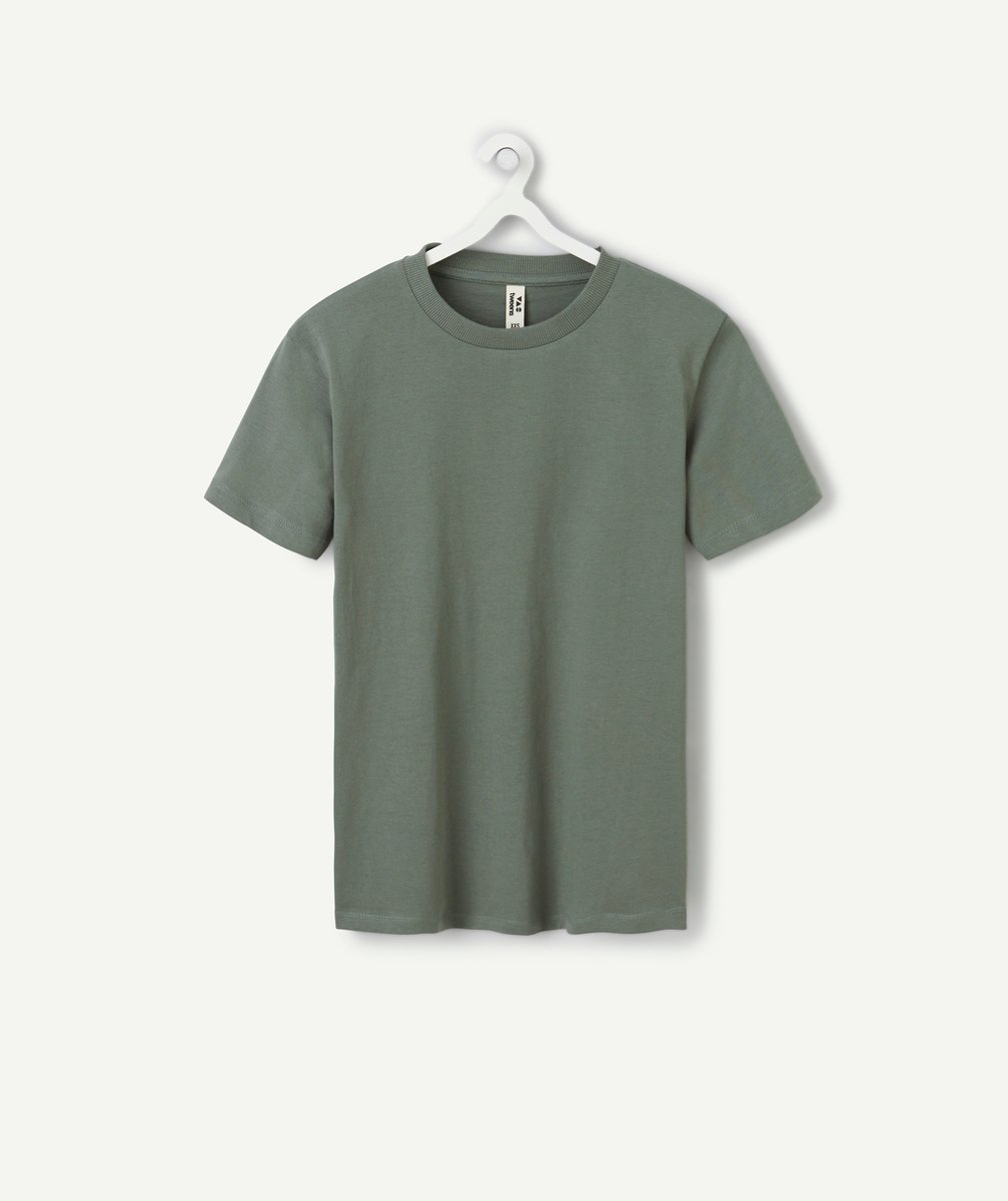 T-shirt garÃ§on vert gris col round