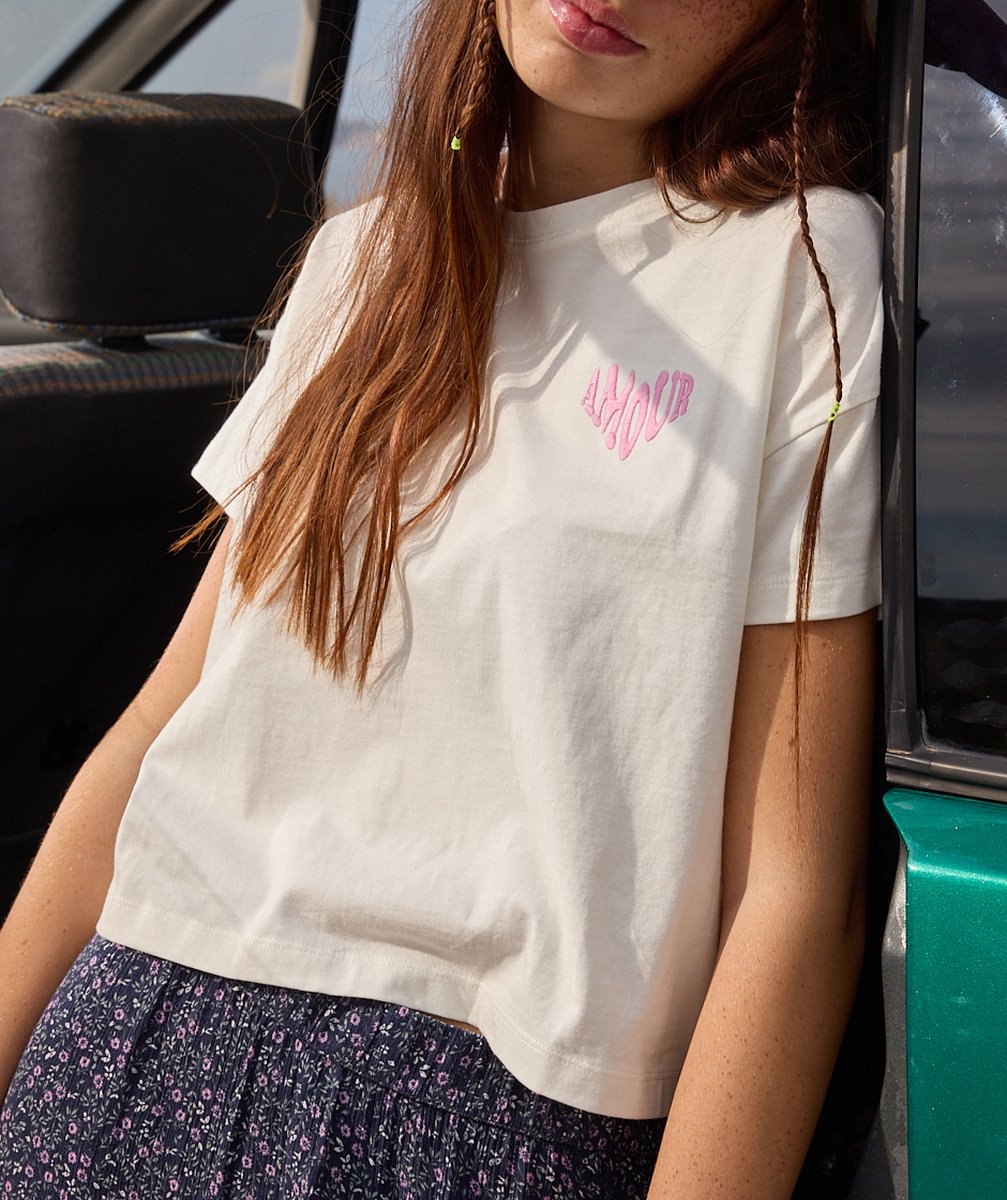 White girl's t-shirt with heart