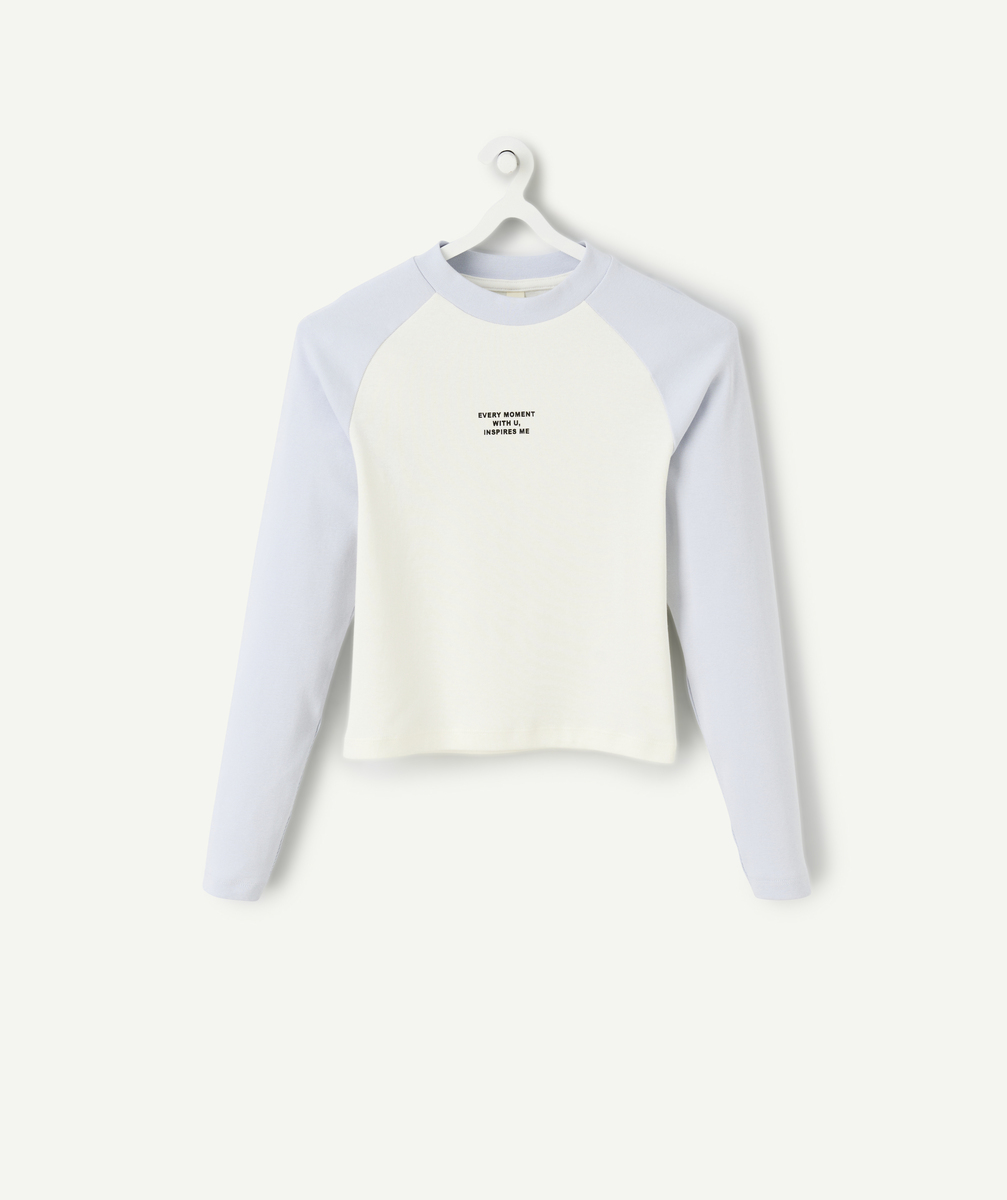 Girl's lilac and white long-sleeved t-shirt