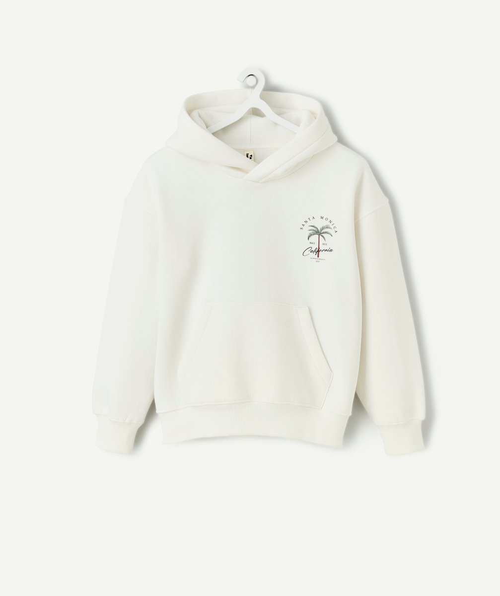 Oversized white sweatshirt with palm tree for girls
