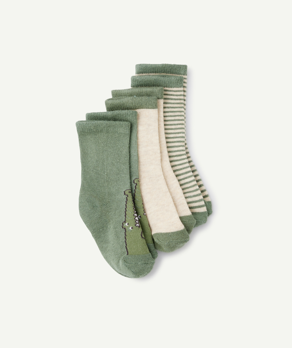 Set of 3 green baby boy socks
