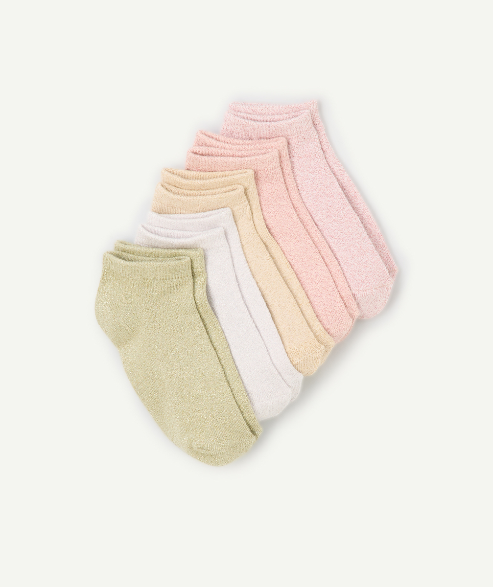 Set of 5 shimmering pastel socks for girls