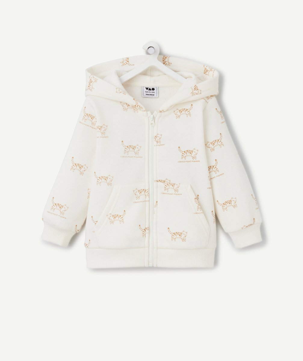 Beige tiger print baby boy cardigan