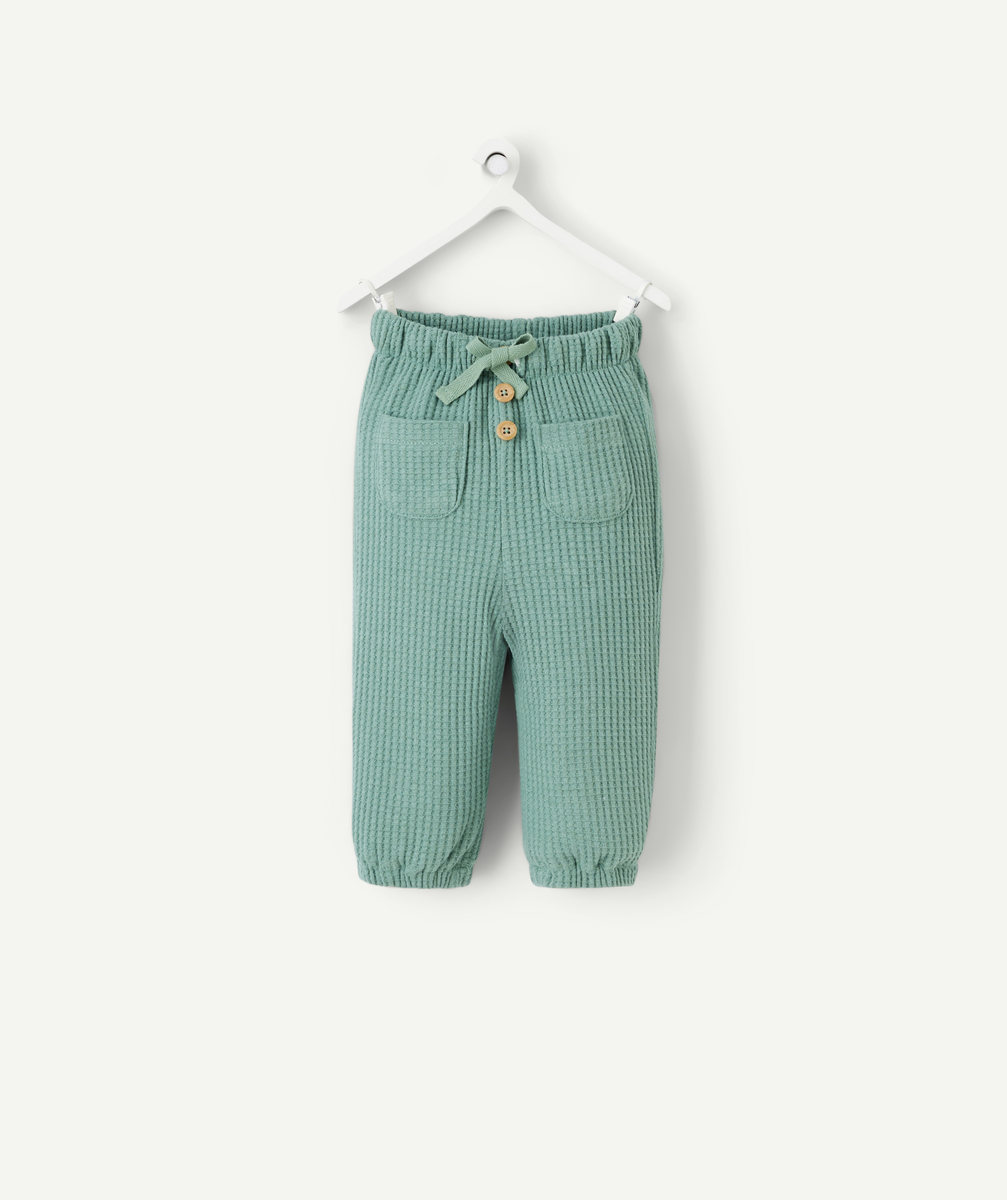 Baby boy jogging pants rib knit green