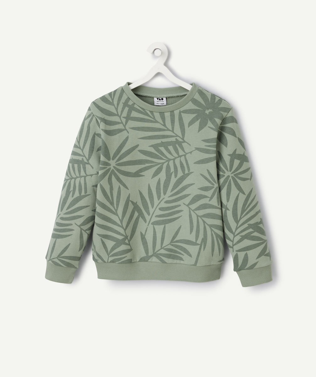 Boy's green sweatshirt with foliage print