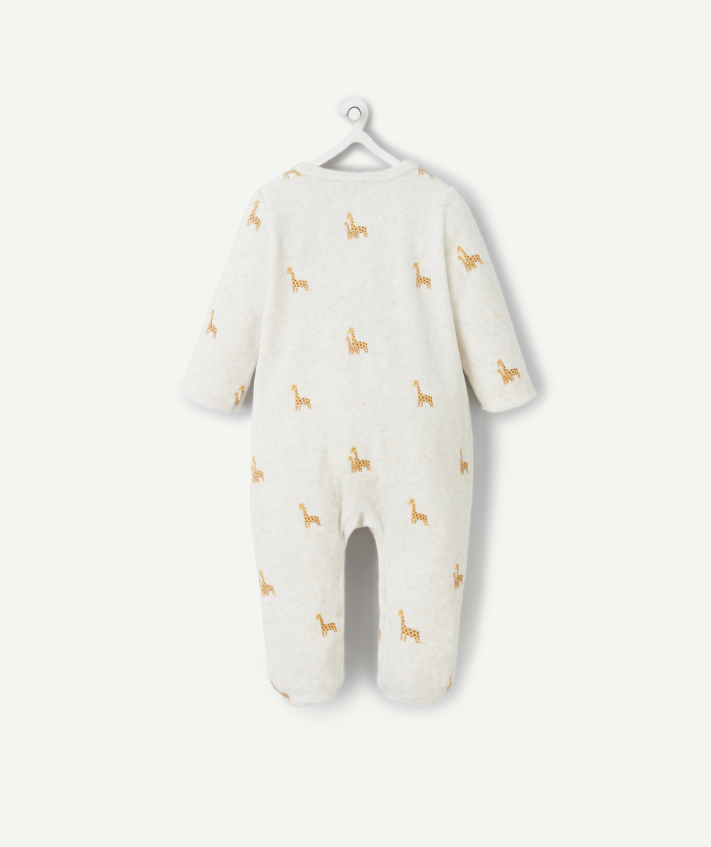 Off-white velvet pyjamas with giraffe print