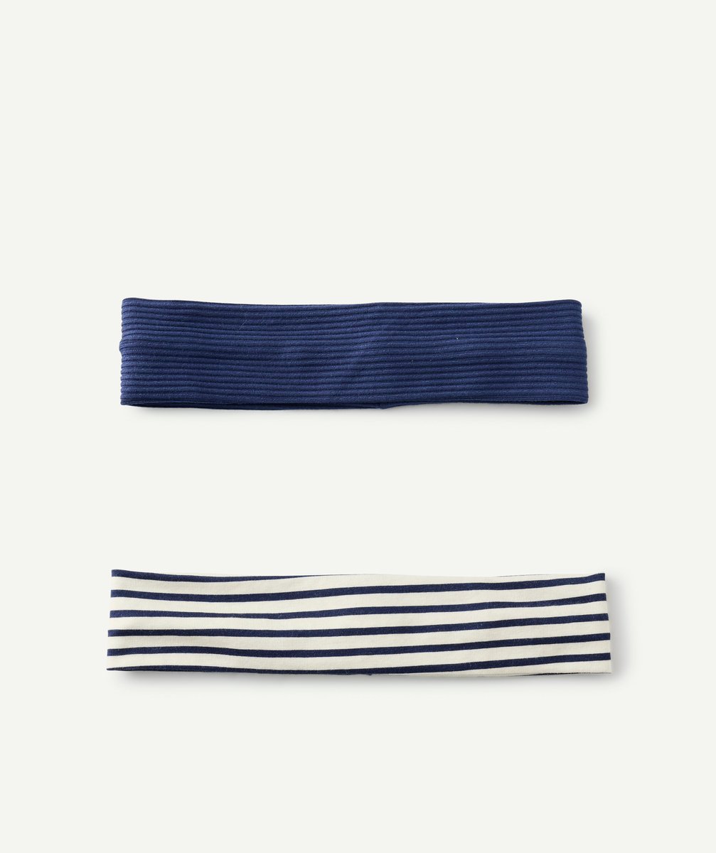 Set of 2 blue and striped girl headbands