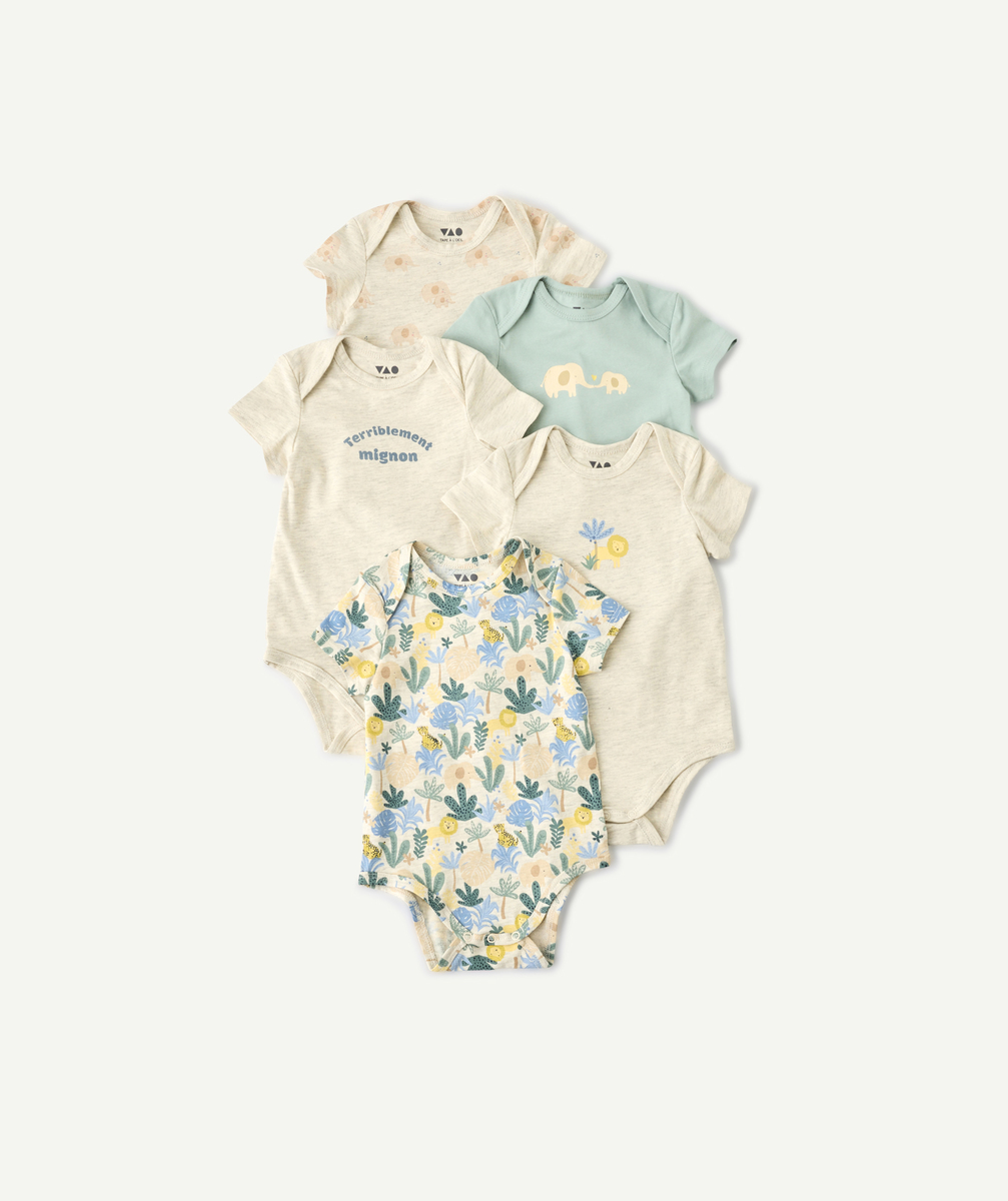 Set of 5 short-sleeved boy bodysuits