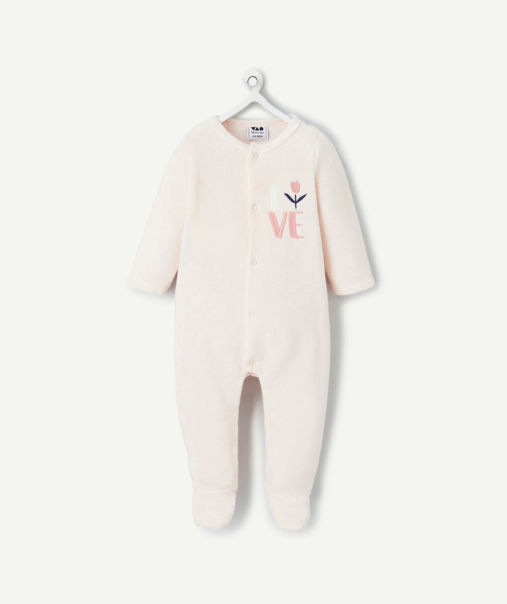 Pink velvet pyjamas with "love" inscription for girls