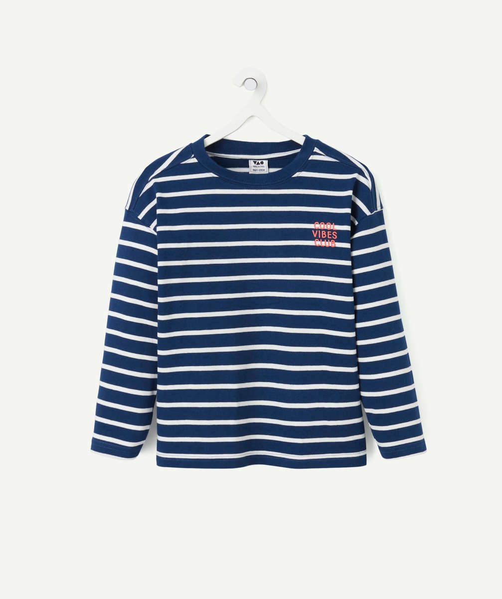 Boy's long-sleeved striped navy tee-shirt