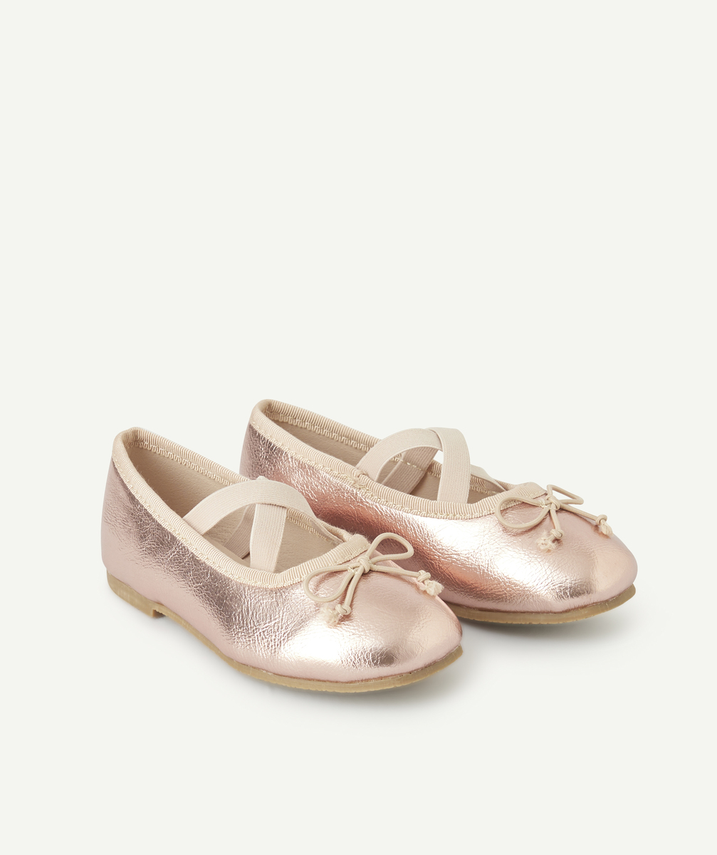 Pink gold girl ballerinas with bow