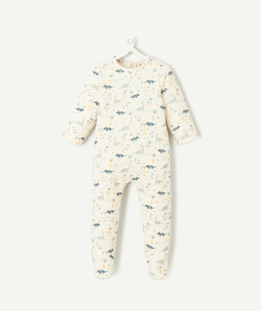 Velvet pyjamas with dinosaur print for baby boys