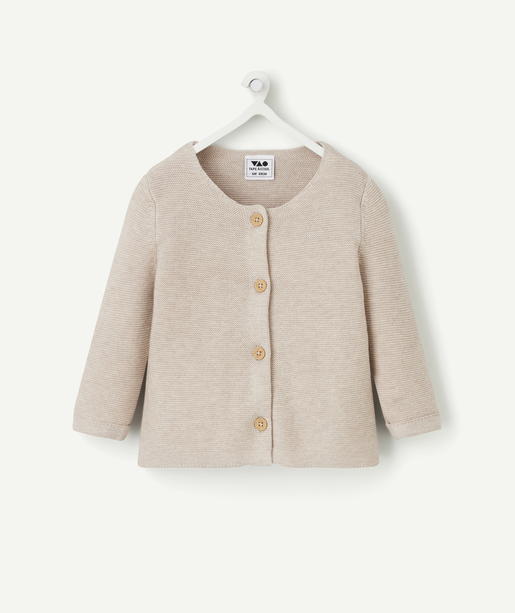 Beige knitted cardigan for baby boy