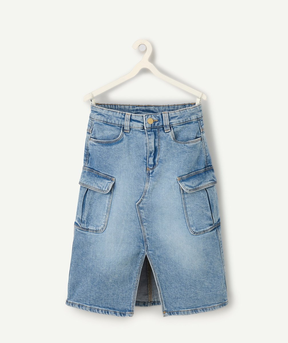 Long straight denim skirt for girls