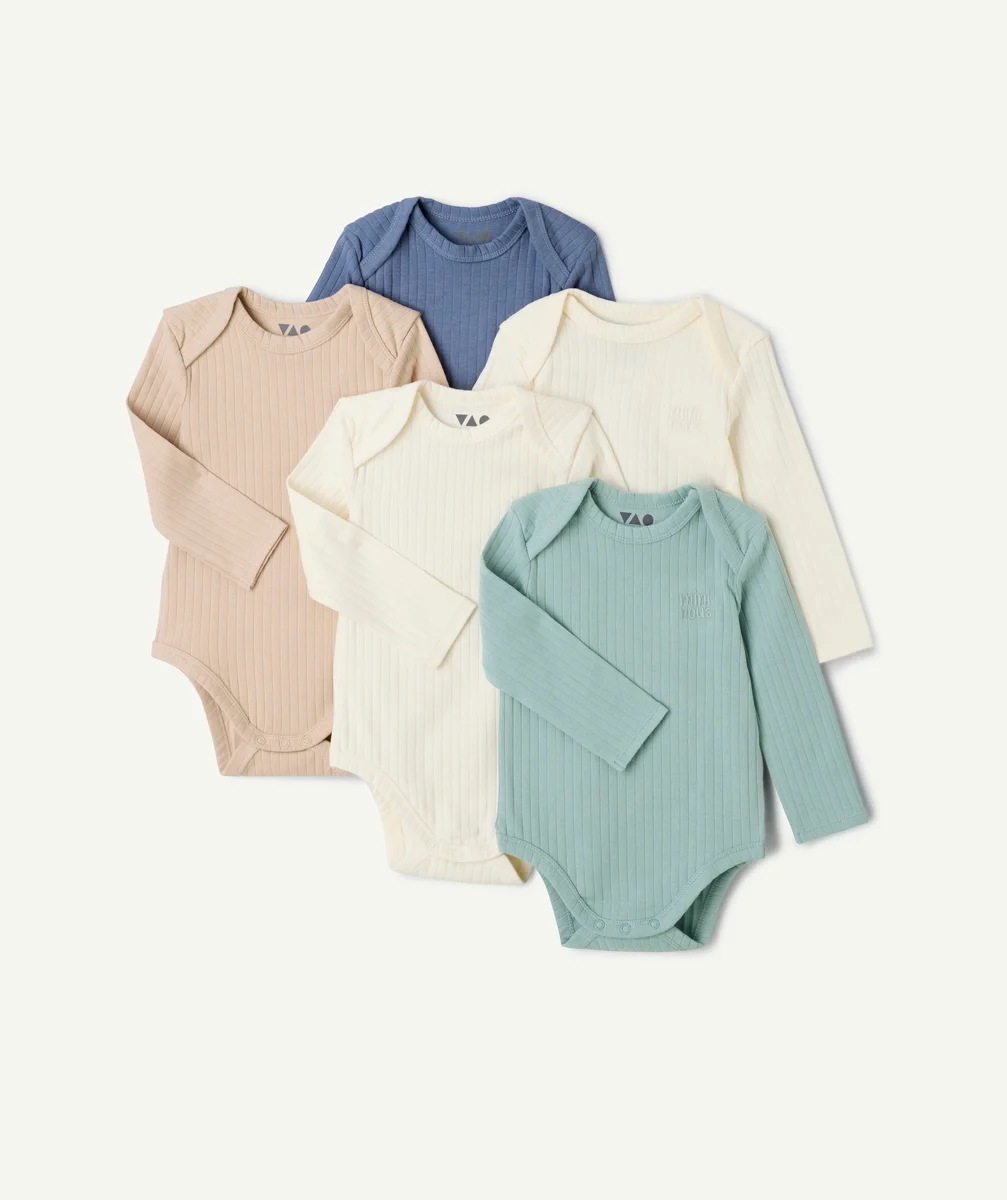 Set of 5 baby boy cotton bodysuits