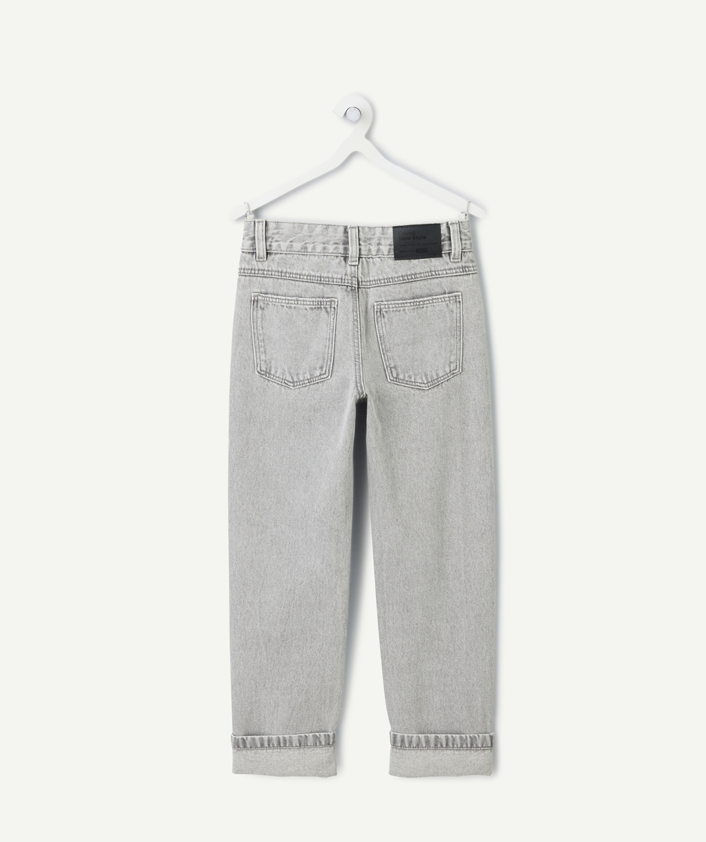 Faded grey boys' straight jeans with lapels