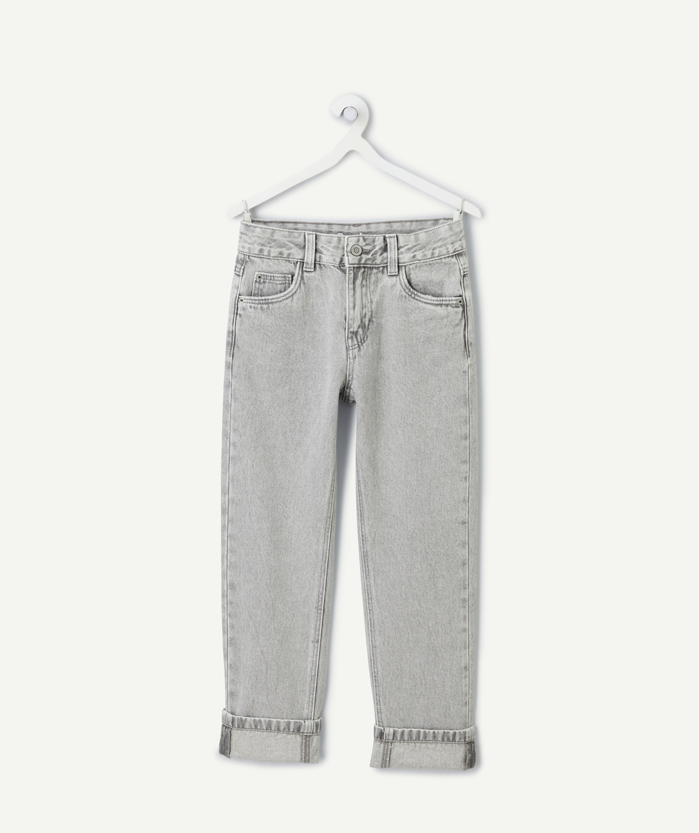 Faded grey boys' straight jeans with lapels
