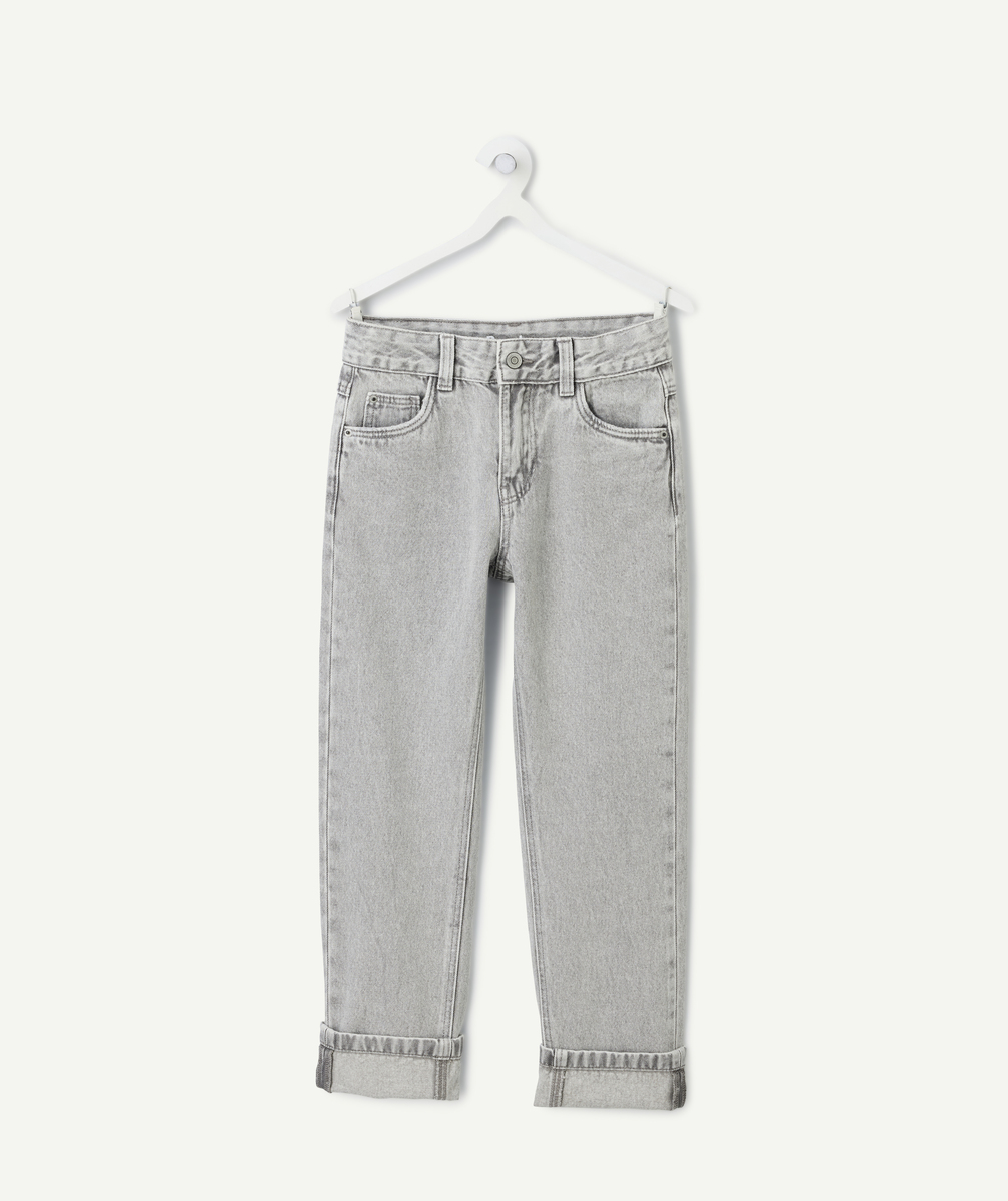 Faded grey boys' straight jeans with lapels