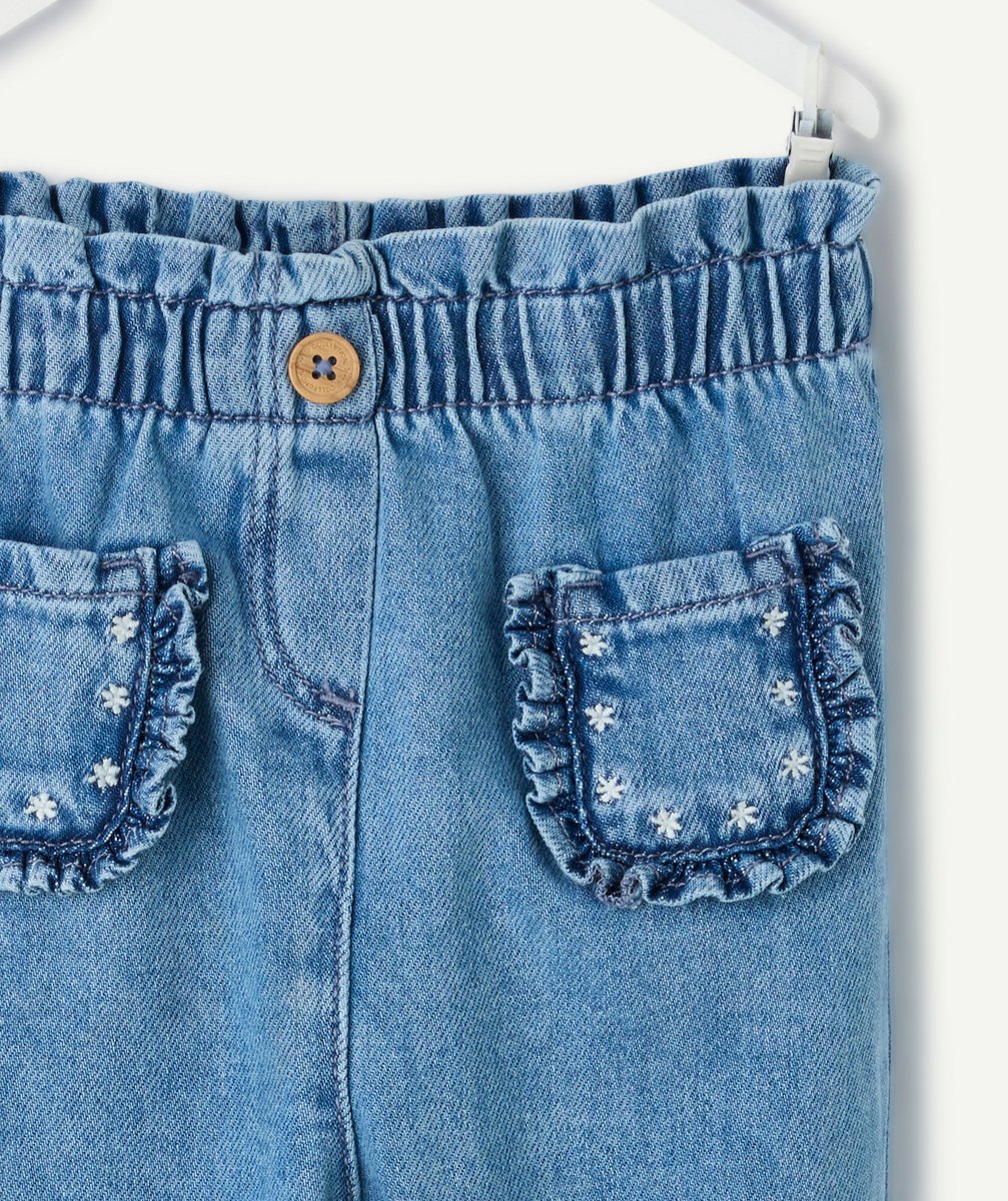 Baby girl denim pants with embroidery