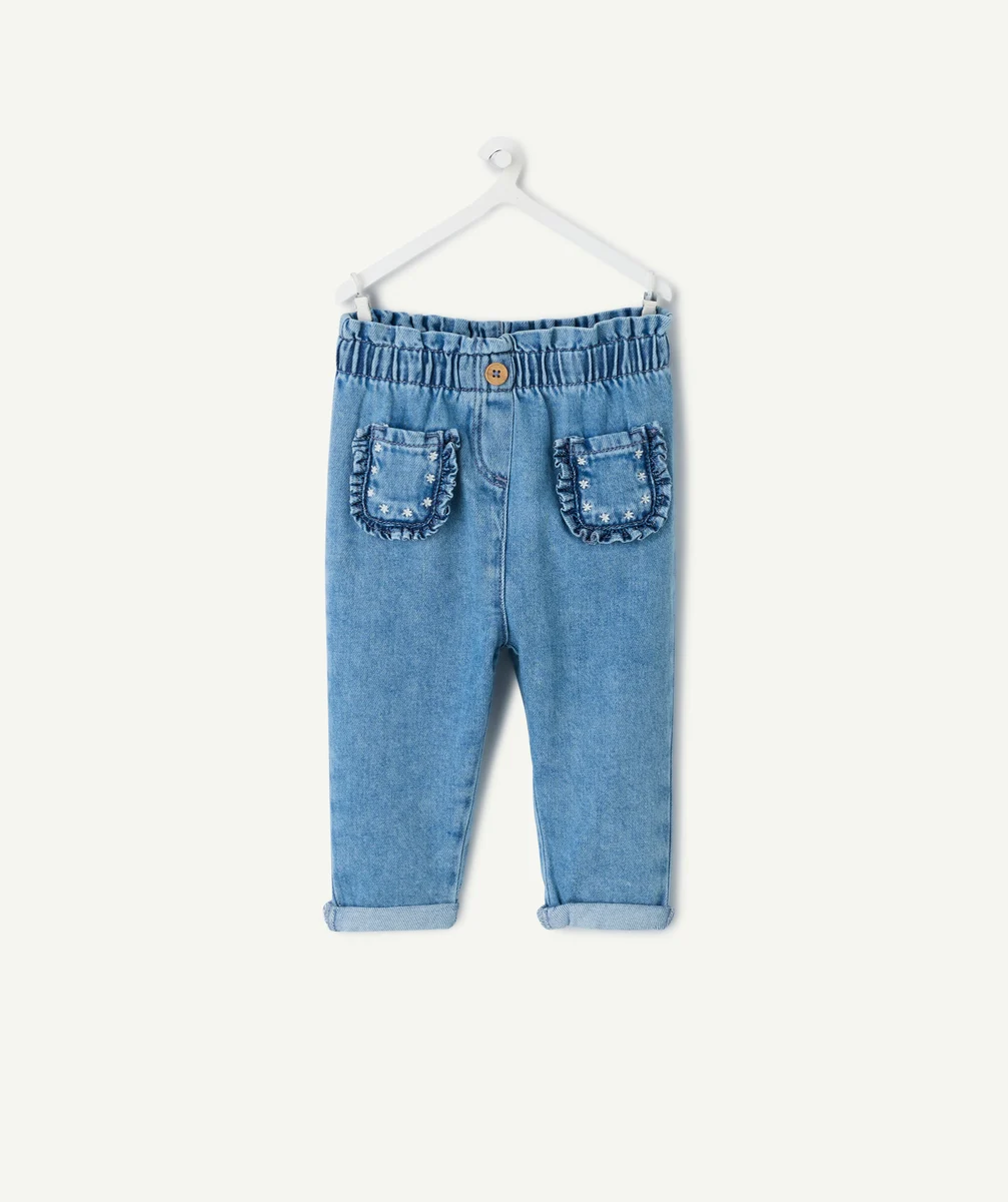 Baby girl denim pants with embroidery
