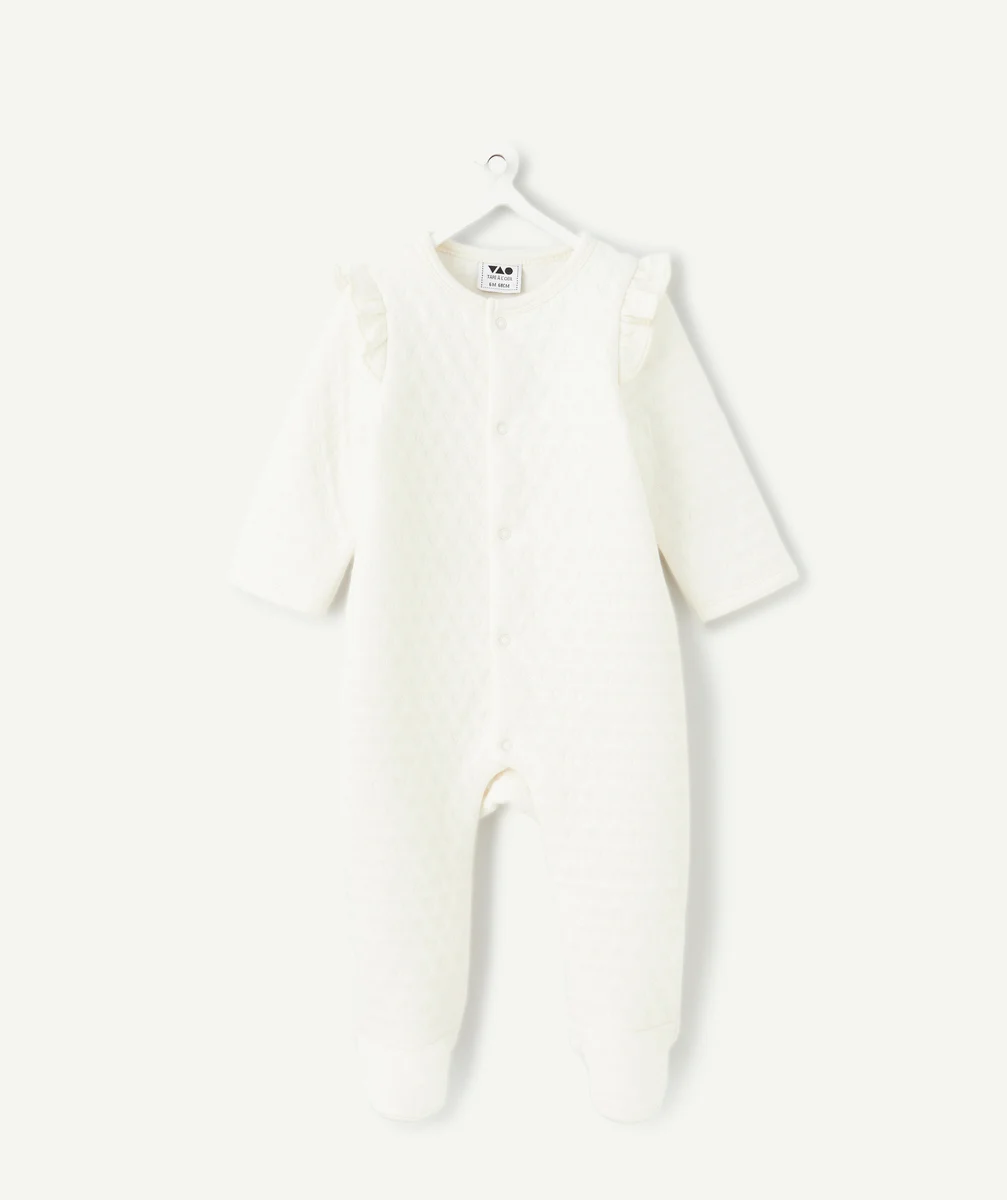 White baby girl pyjamas with ruffles