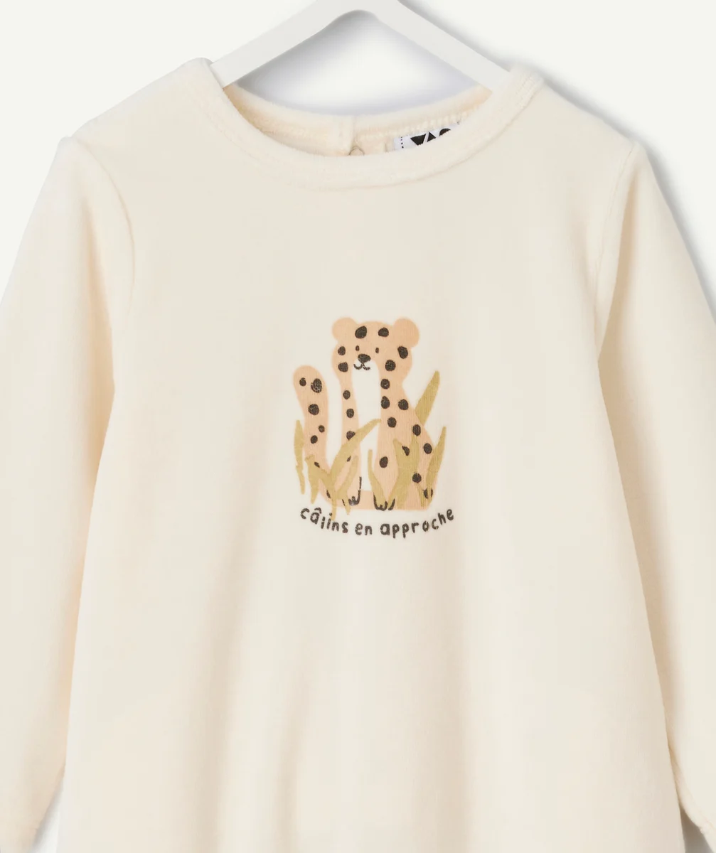 Ecru baby boy pyjamas with animal print