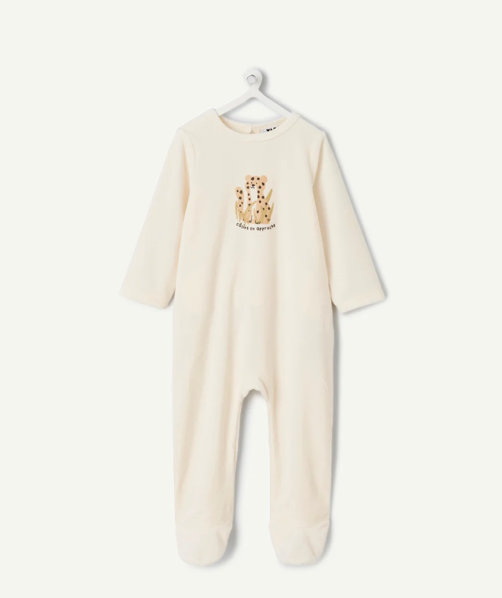 Ecru baby boy pyjamas with animal print