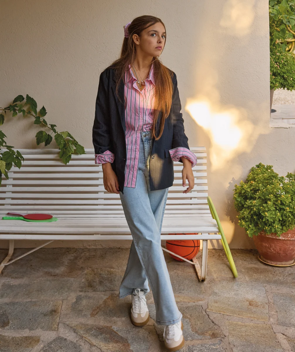 Girl's pink striped shirt