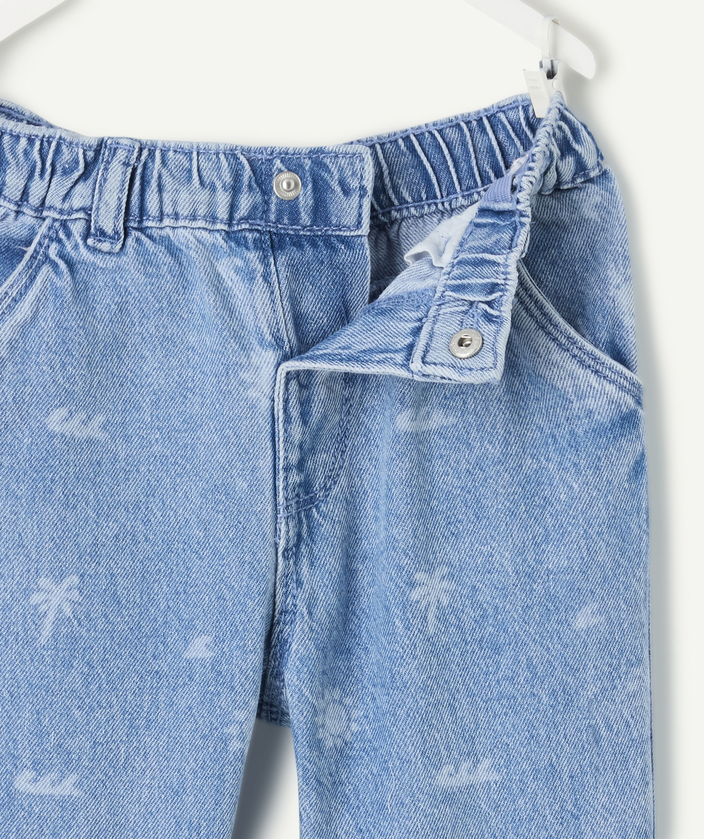Elastic blue printed children's jeans
