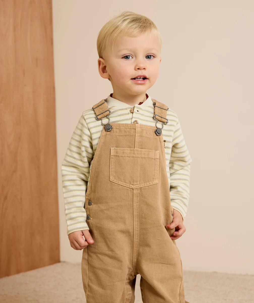 Brown baby boy overalls